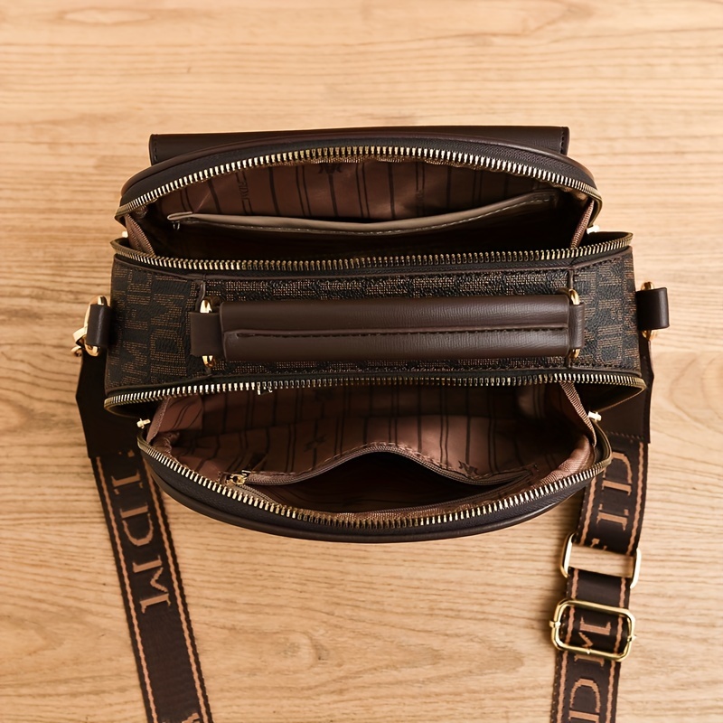 sac à bandoulière vintage imprimé lettre, sac à main tendance à fermeture éclair pour téléphone, rouge à lèvres, sac à bandoulière décontracté parfait pour un     Détails du produit 3