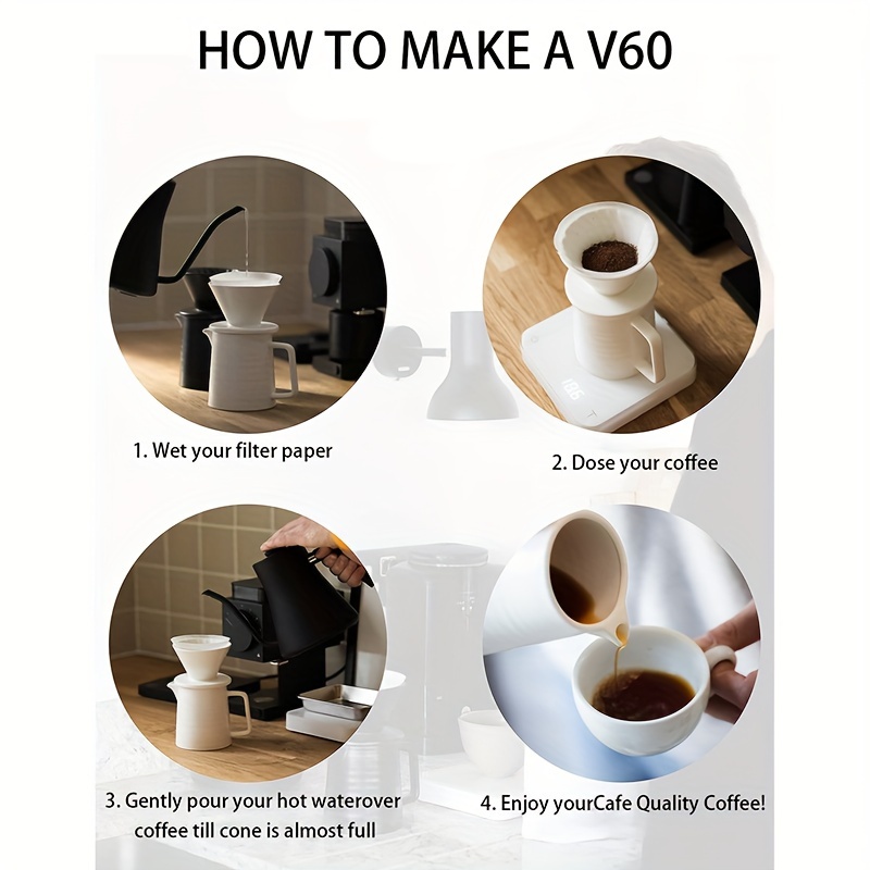 1pc Pour Over Coffee Maker Set, V60 1-2 Cup Non-Electric Pour Over Coffee  Maker, Porcelain Slow Brewing Accessories for Home, Cafe, Restaurants, Easy  Manual Brew Maker (Black/White)