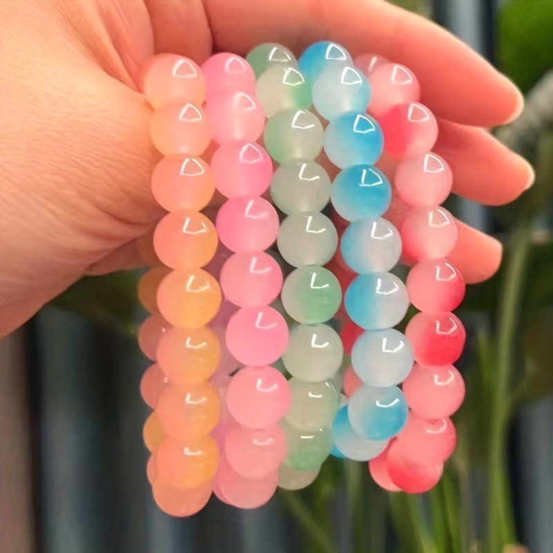 Glass Imitation Jade Beads Gradient Double Color Round Loose Beads For  Jewelry Making Handmade Diy Bracelet Necklace Small Business Supplies - Temu