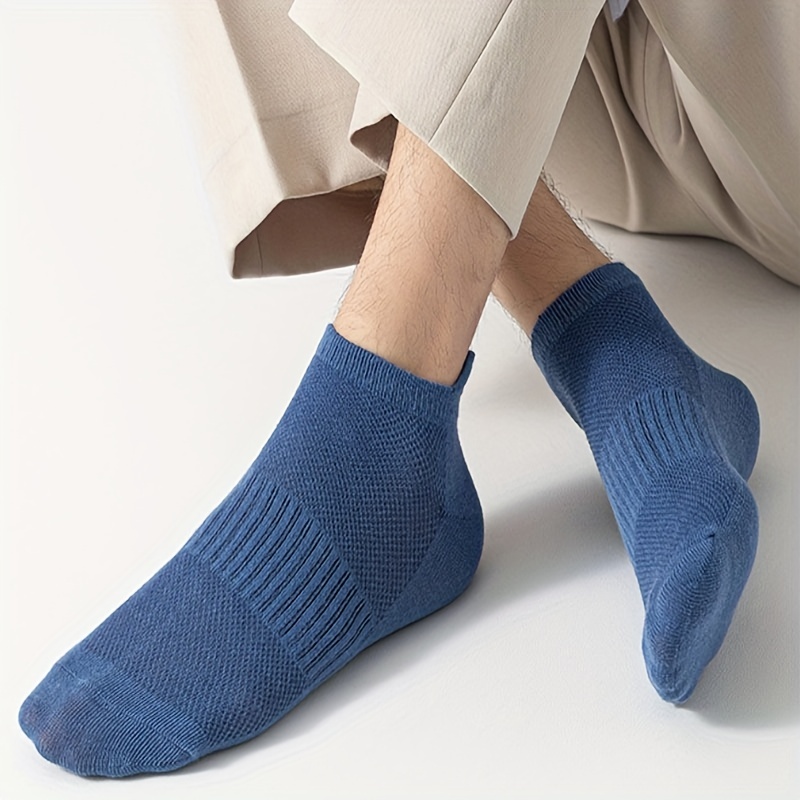 Men's Casual Plain Color Striped Socks Thin Breathable Sweat - Temu