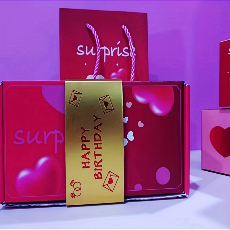  Caja de regalo sorpresa, caja de regalo de cumpleaños con  diseño único plegable de sobres rojos, caja de propuesta, caja de regalo de  lujo para regalo (18 rebotes, rosa con mejores