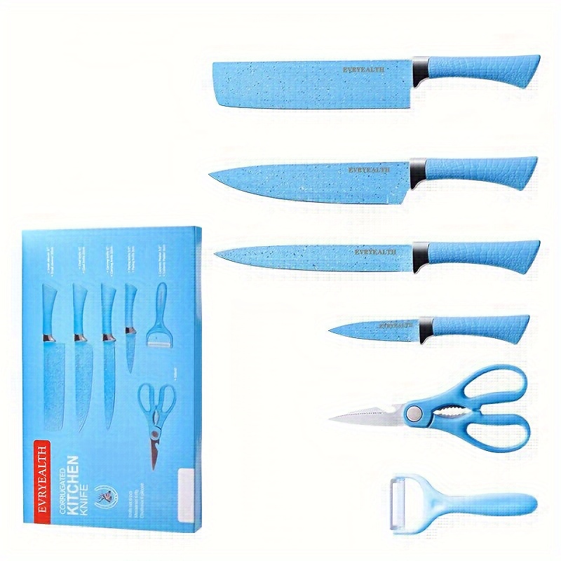 6 Sets Stainless Steel Forged Kitchen Knives Knife Gift Case Kitchen Knives  Set Chef Knives Scissors Peeler Chef Slicer Paring