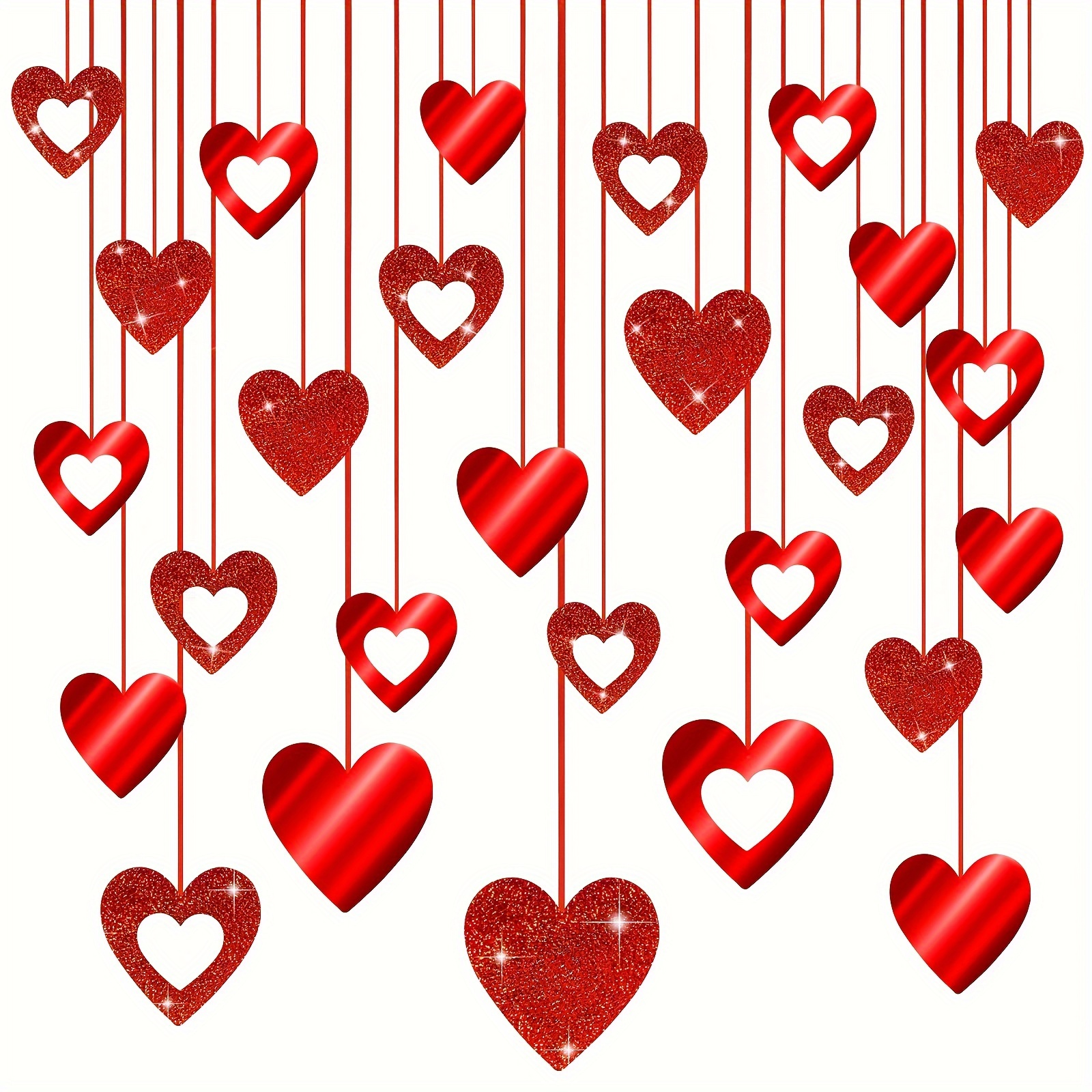 Valentines Day Decoration Hanging Swirls-Pack of 30, Red Heart Romantic  Valentines Day Decor | Valentines Day Hanging Decorations for The Home  Wedding