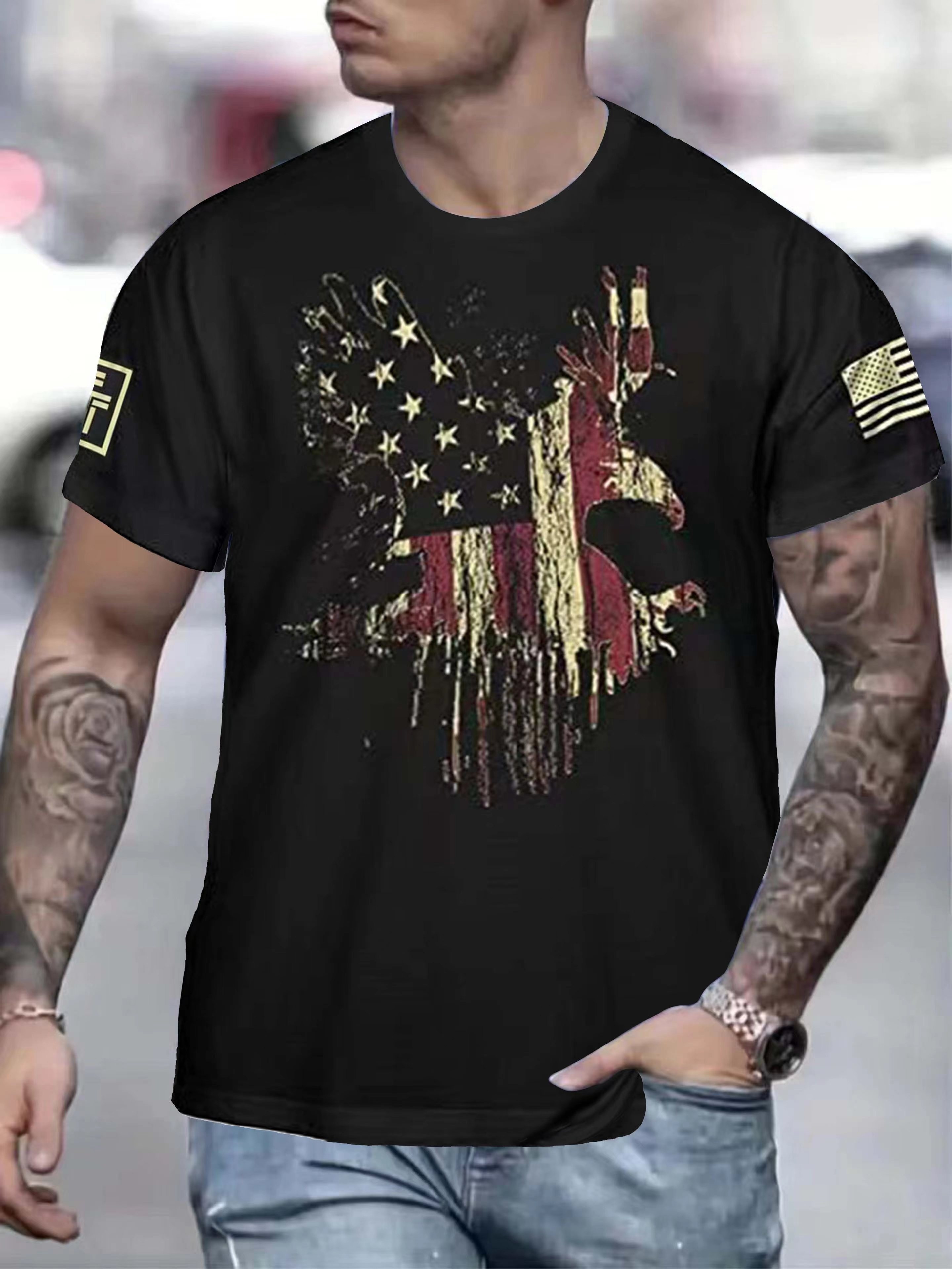 patriotic eagle american flag 3d print mens graphic t shirt comfortable casual tee for summer outdoor activities