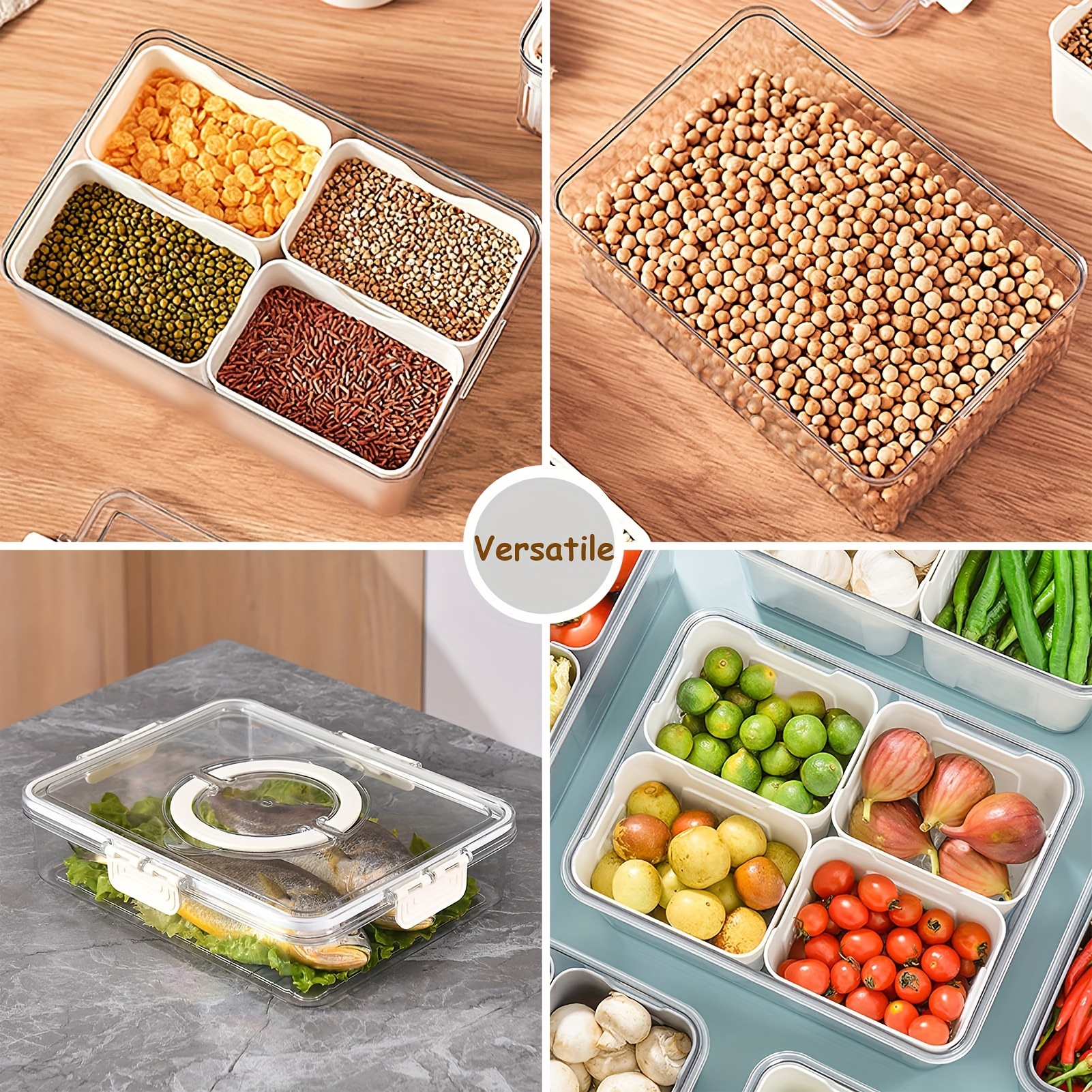 Storage Containers Veggie Tray With Lid Divided Snack Box - Temu