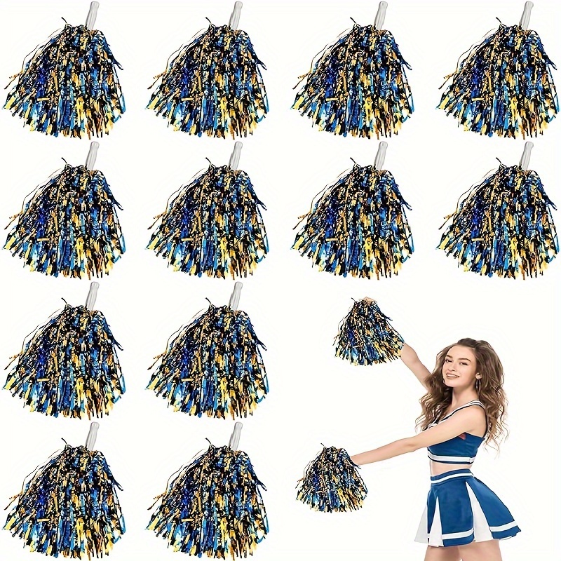 Cheerleading Pom Poms, Foil Plastic Metallic Cheerleader Pom Poms