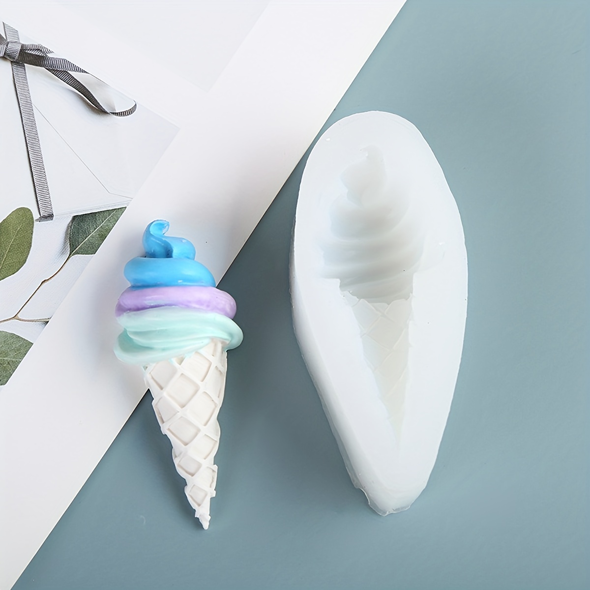 Ice Cream Cone Silicone Mold, 3d Fondant Mold For Diy Pudding Chocolate  Candy Desserts Gummy Handmade Soap Aromatherapy Candle Plaster Polymer Clay  Ice Cube, Bakeware, Cake Decorating Supplies, Baking Supplies, Kitchen  Items 