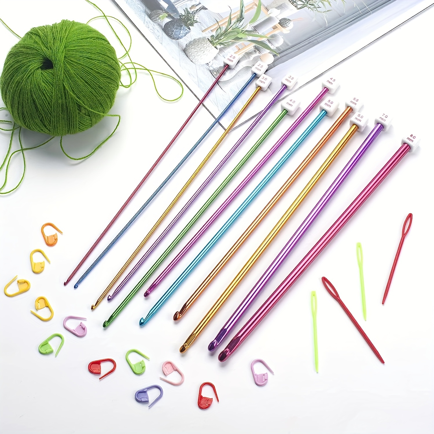 Crochet Hook Set Purple Hooks Ergonomic For Hands Lightweight Aluminum Needles  for Crocheting Yarn Hook Kit Beginners Knitting