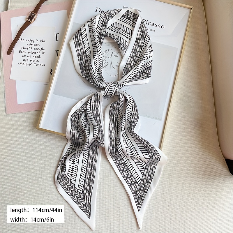 Trendy Print Skinny Scarf Elegant Twilly Scarf Long Ribbon Neck Tie Women  Hair Ribbon Wrist Wraps Neckerchief - Temu