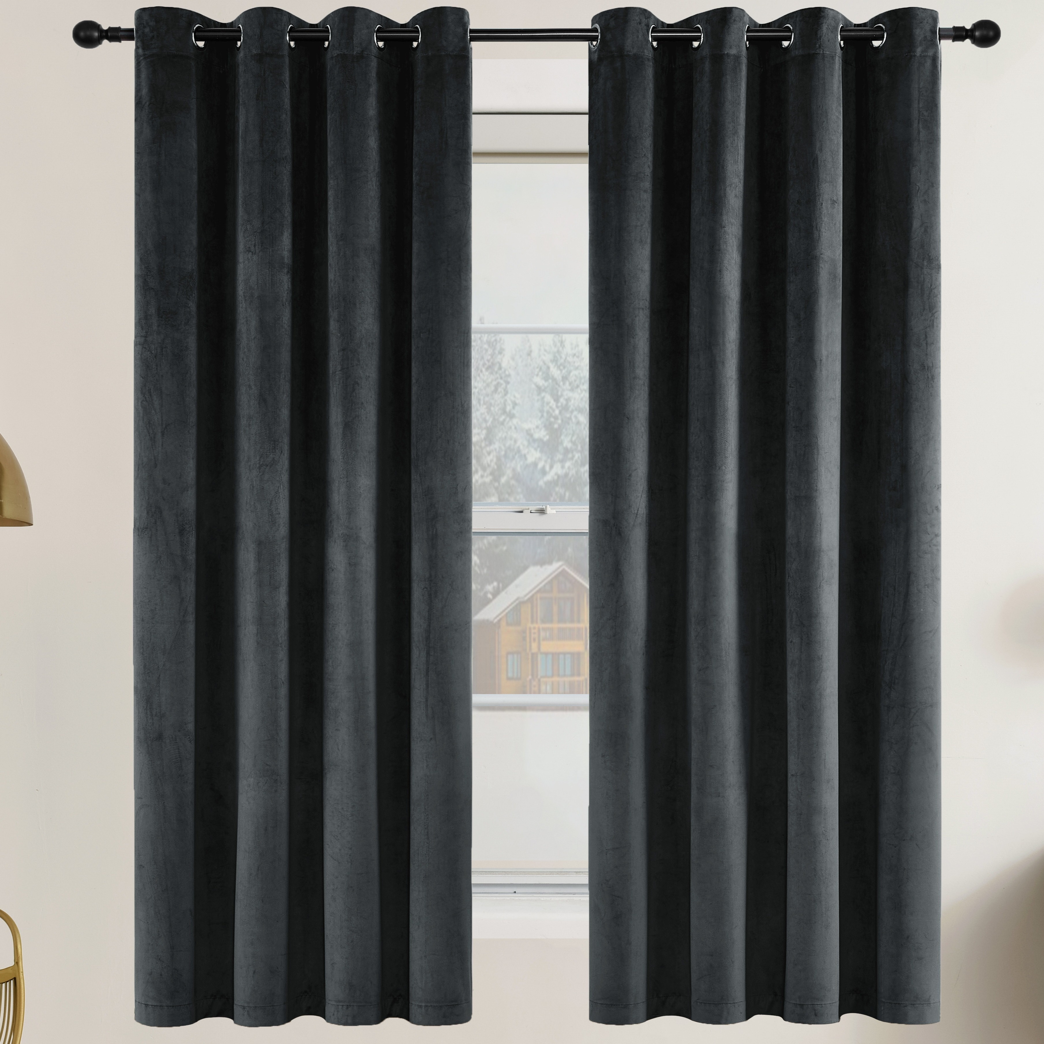  SetSailW Velvet Blackout Curtains Thermal Insulated