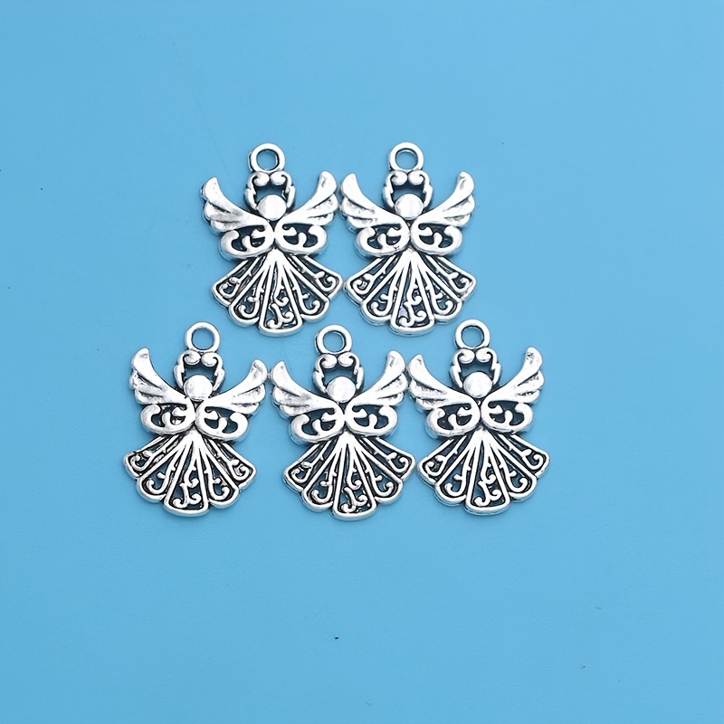 20pcs Silver Plated Angel Fairy Charms Pendants for Bracelet Jewelry Making DIY Handmade Craft 21x14mm,Temu