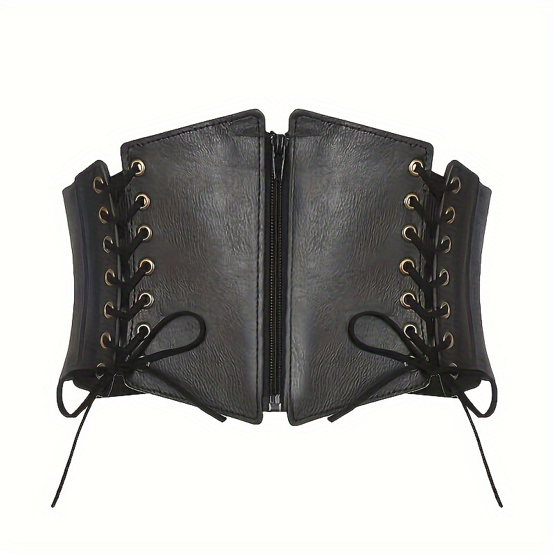 Women's Corset Belt Gothic Fashion Pu Leather Female Lace-up Corset Belts  Slimming Waist Vintage Corset Black Wide Belt For Girl Ns2