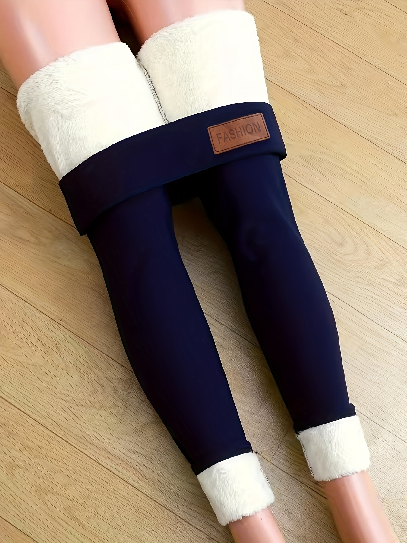 Thickened Plus Velvet Lined Leggings Casual Solid Skinny - Temu