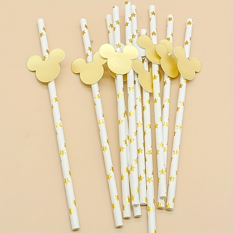 

5pcs, Creative And Cute Mouse Shaped Straw Cartoon Series With Card Mouse Shaped Paper Straw Star Shaped Straw Love Shaped Straw Party Straw