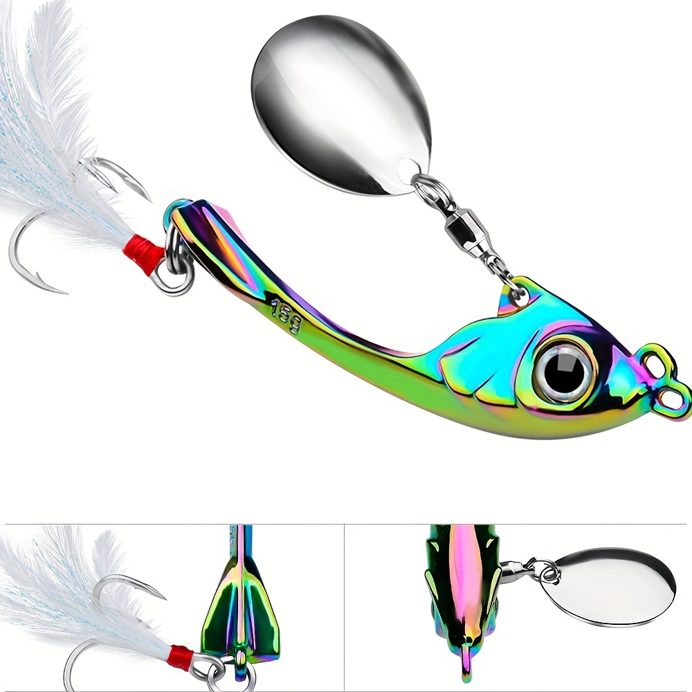 Premium Fishing Spinner Bait Rotating Spoon Lure Pike Bass - Temu