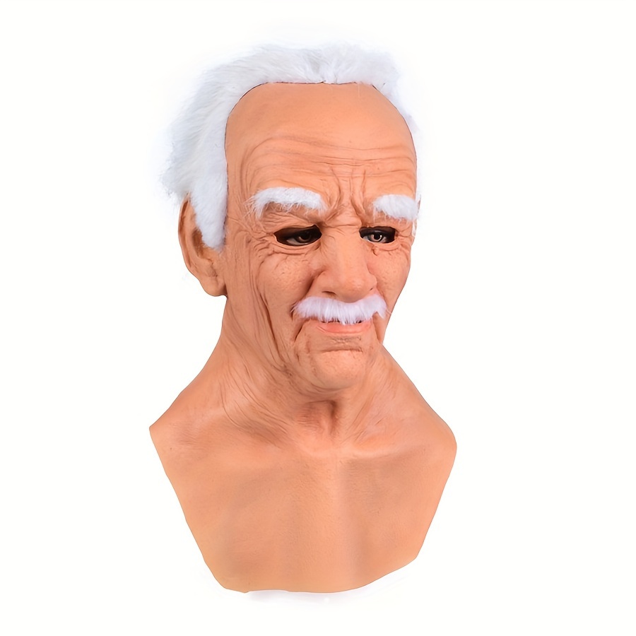 Máscara de anciano calvo Halloween Ceja blanca calva Máscara de hombre  viejo simulada Viejo abuelo Látex Cubierta de cabeza