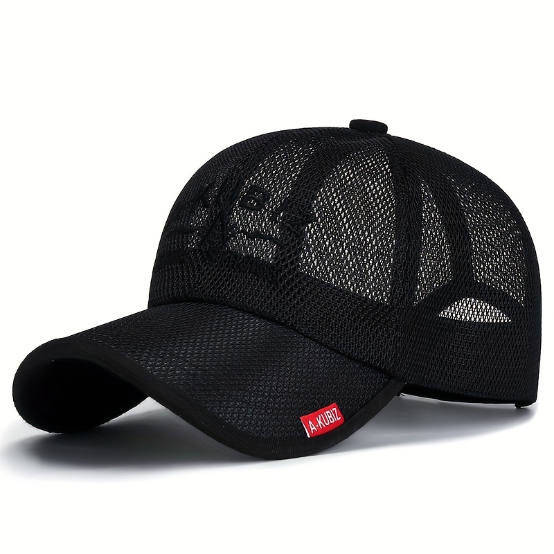 QRxue 1 Pack Summer Mesh Baseball Cap for Men Adjustable Breathable Caps Women Men's Mesh Hat Quick Dry Cool Hats Casual Trucker Hat for Travel