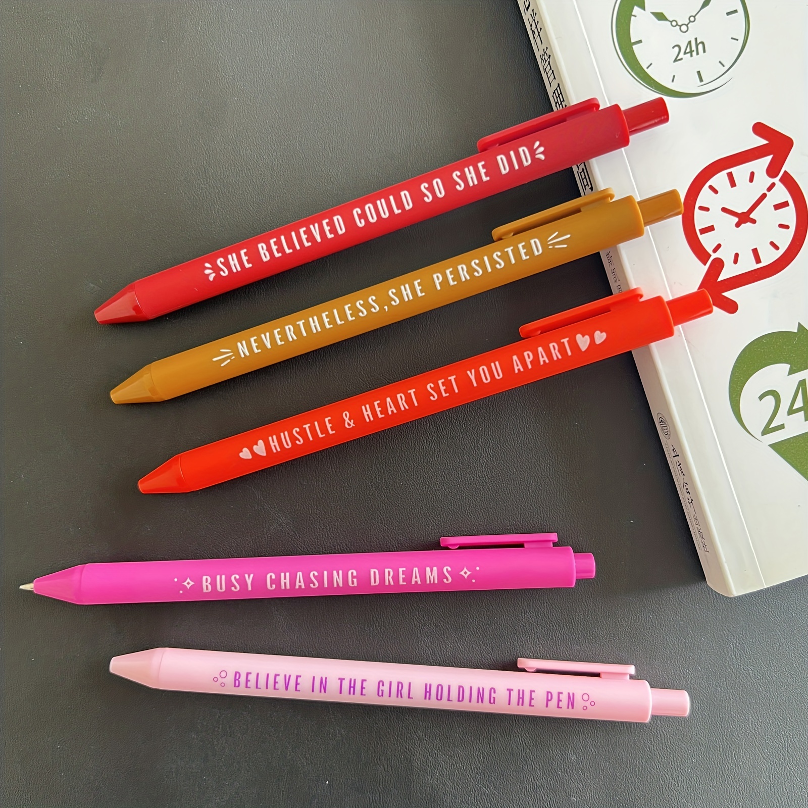 Pens With Motivational Quotes Stylish Pens 5pcs Retractable