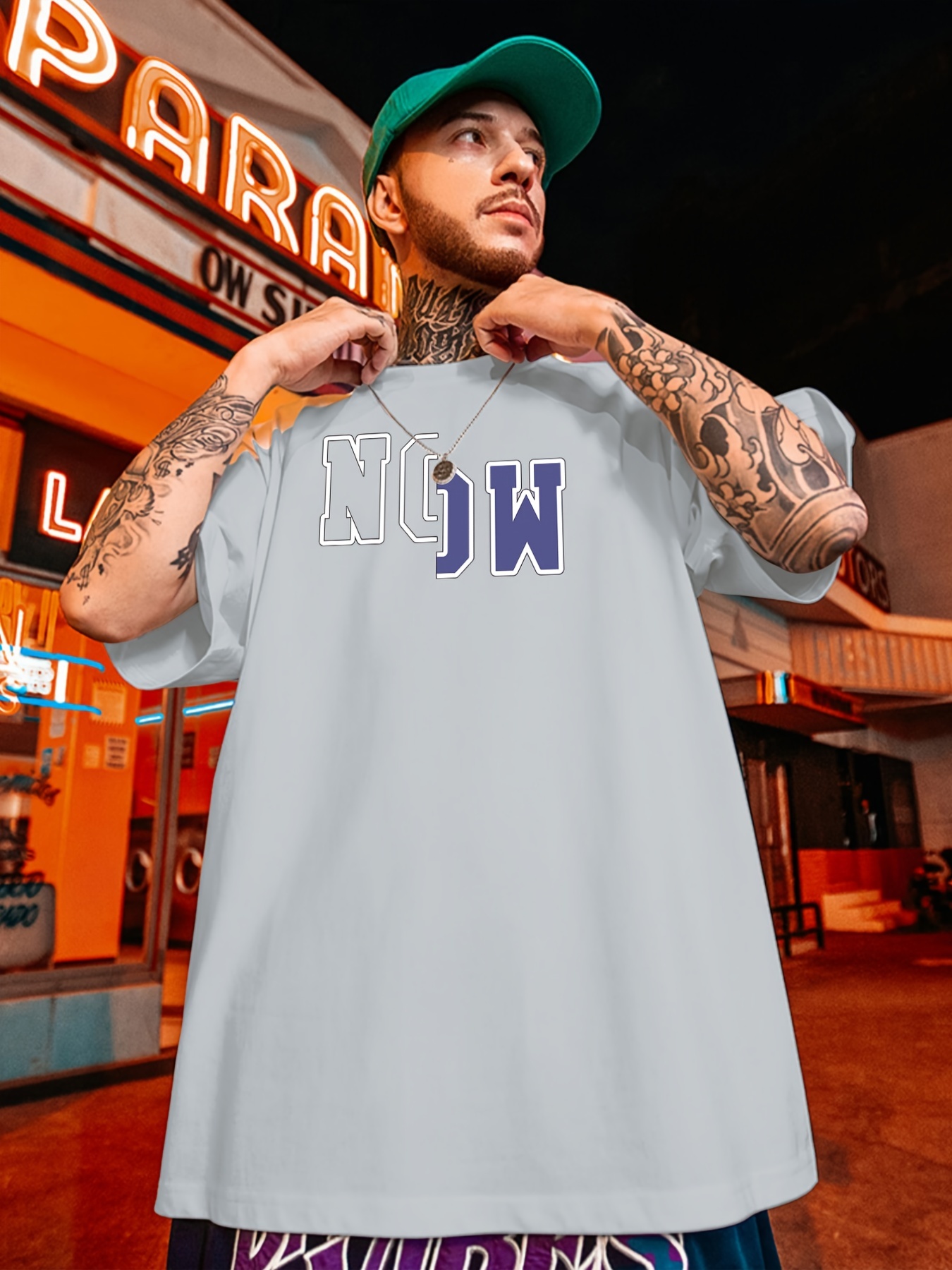 Men's Fashion Plus Size 'los Angeles California' Print Plain Color Crew  Neck Breathable T-shirt, Oversized Soft Short Sleeve Tops For Summer,  Casual Clothing For Big And Tall Guys - Temu