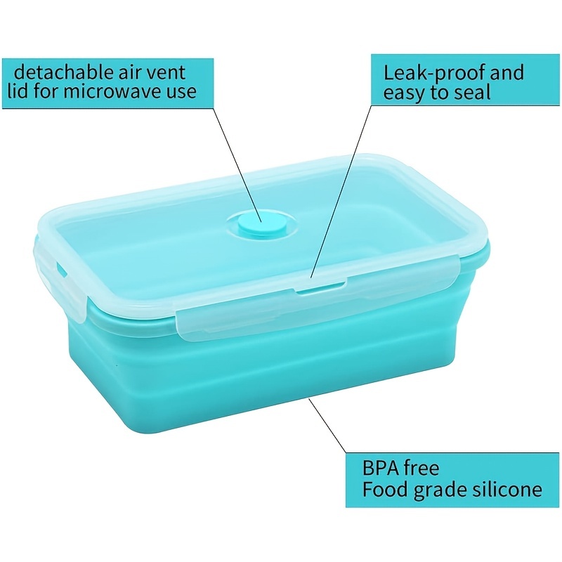 XMMSWDLA Silicone Collapsible Food Storage Containers with Silicone  Leakproof Lids, Clear Platinum Food-Grade, ,Compact, Reusable Lunch Box,  Microwave Safe Meal Prep（Purple） 
