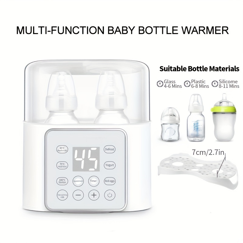 Bottle Warmer For Baby, Double Bottels Milk Warmer 9 in 1 Fast Food Heater  & Defrost BPA-Free with Appointment, LCD Display, Timer & 24H Temperature  Control for Breastmilk & Formula 