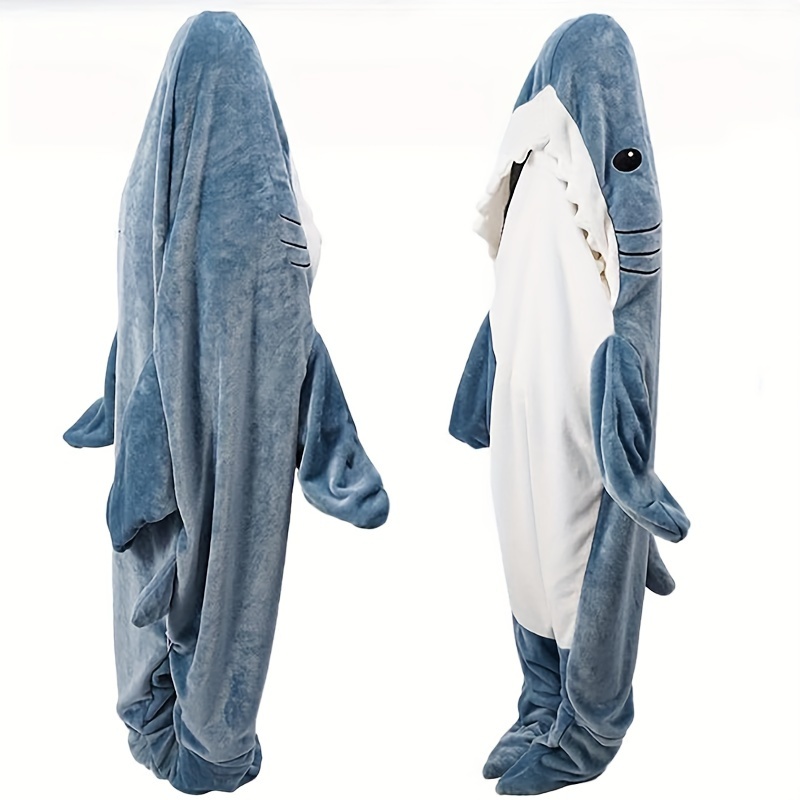 Cartoon Flannel Shark Blanket Adult Hooded Sleeping Bag Soft - Temu