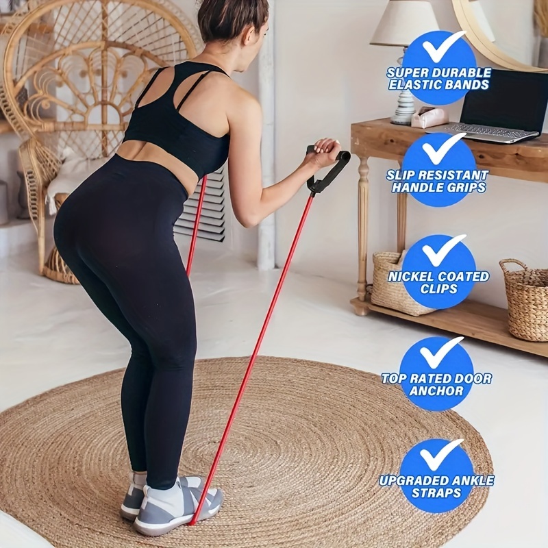 Adjustable Steel Wire Jump Rope & Resistance Band Set for Fitness Training