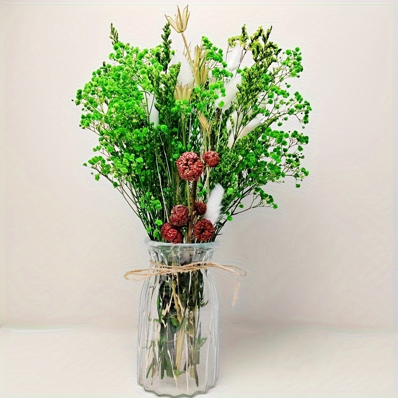 Ramo de flores preservadas secas naturales, Gypsophila con jarrón