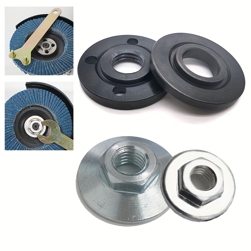 

2pcs 5/8"-11/m10/m14 Thread Replacement Angle Grinder Metal Pressure Plate Inner Outer Flange Nut Set Tools For 10mm/14mm Spindle Thread