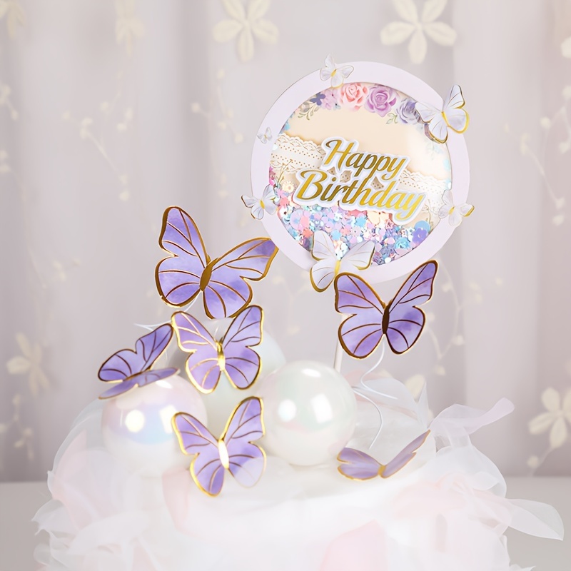 1 шт. сверкающая бабочка с пайетками для торта для празднования дня рождения, свадьбы, детали 0