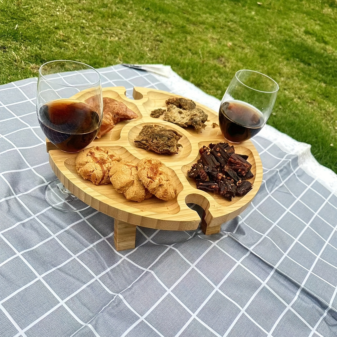 Tavolino in legno pieghevole porta bottiglia bicchieri vino - RagStore