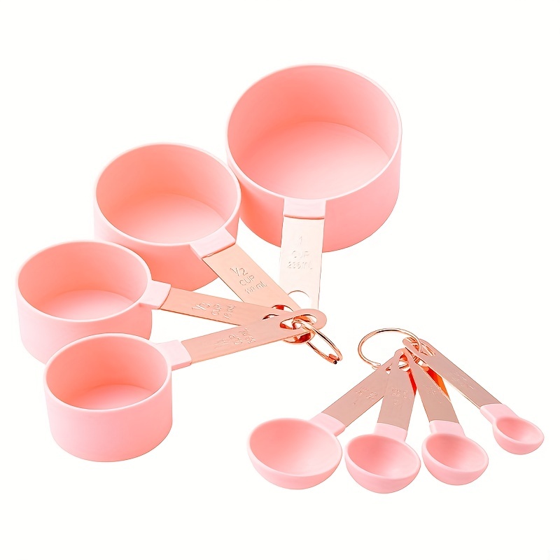 Gold & Pink Kitchen Utensils Set -17 PC Pink Silicone and Gold Cooking  Utensils Set Includes: Gold Utensil Holder, Pink Measuring Cups and Spoons  Set