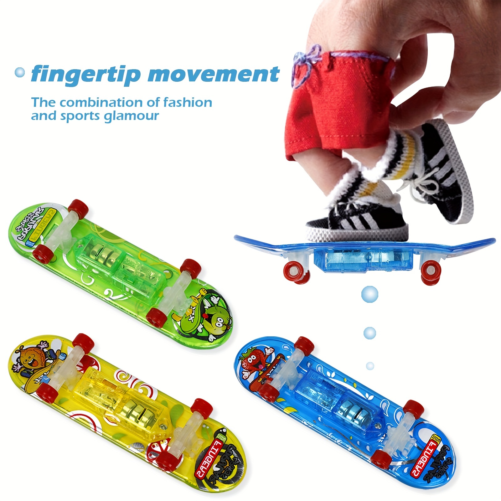 3pcs Children's Lighting Finger Skateboard Toys LED Fingertips Movement  Finger Toy Party Favors For Teens Adults