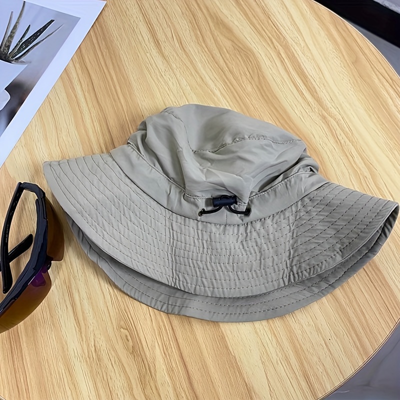 Solid Color Men'S Sun Outdoor Fishing Hat Wide Eaves Uv Proof