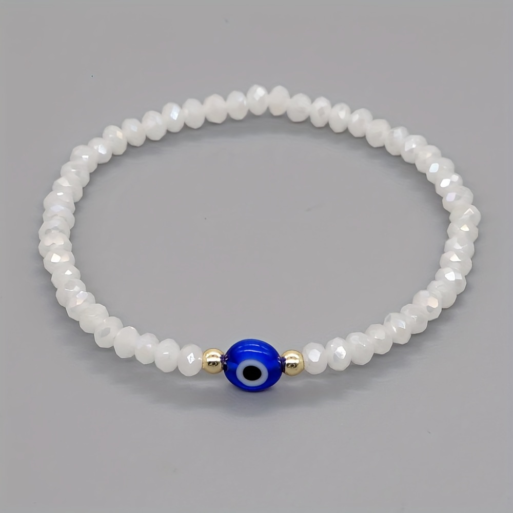 Image of 1pc Turkish Charm Evil Eye Beaded Bracelet Women Pulsera Fashion Jewelry Boho Colorful Summer Beach Artificial Crystal Beads Bracelets.