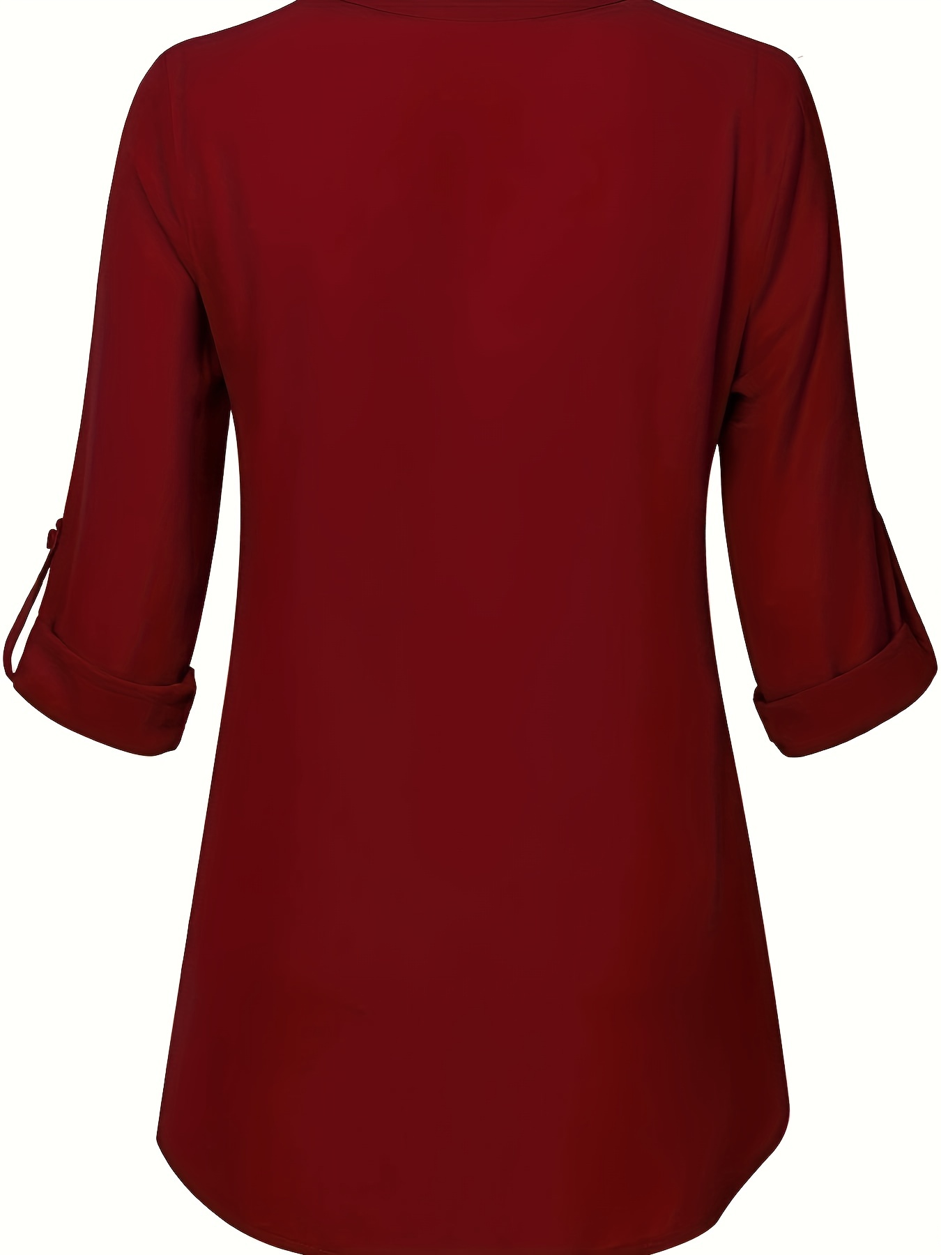 Blusa simple de color liso, Blusa casual cuello en V de manga larga, Ropa  de mujer