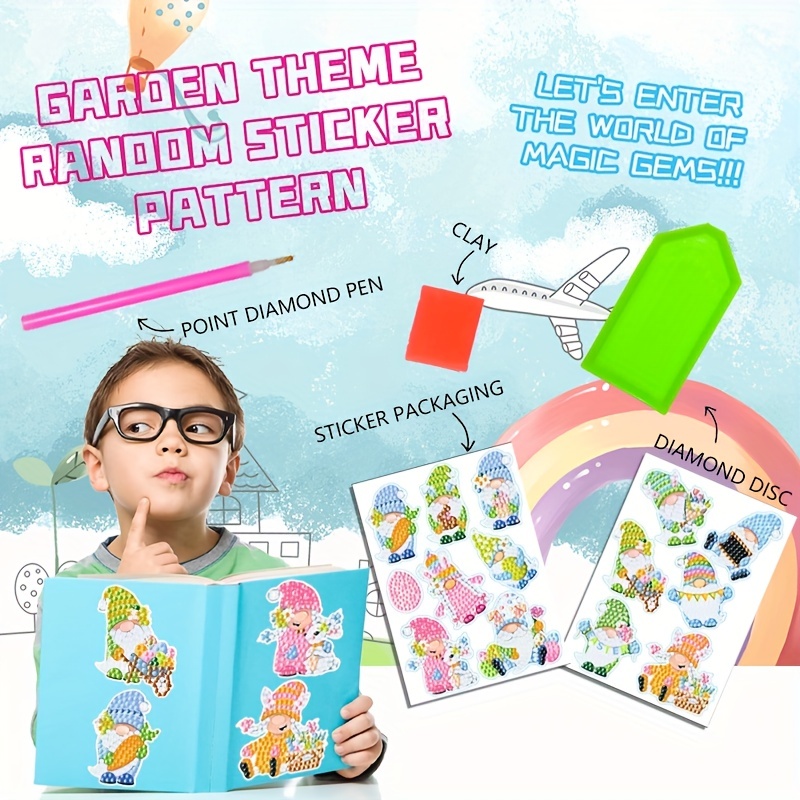 1Set 5D Diamond Stickers Painting Kits for Kids 14Pcs Gem Diamond