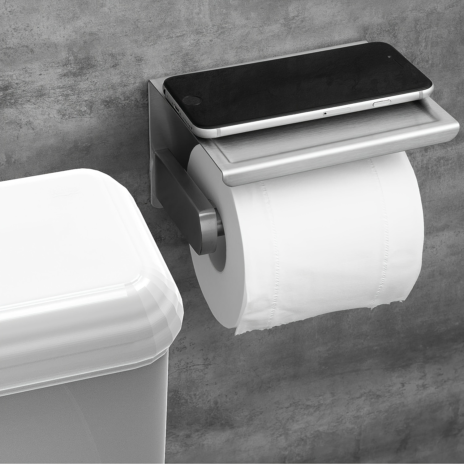 1pc Support De Papier Toilette De Stockage De Tréfilage En Acier  Inoxydable, Porte-papier Toilette De