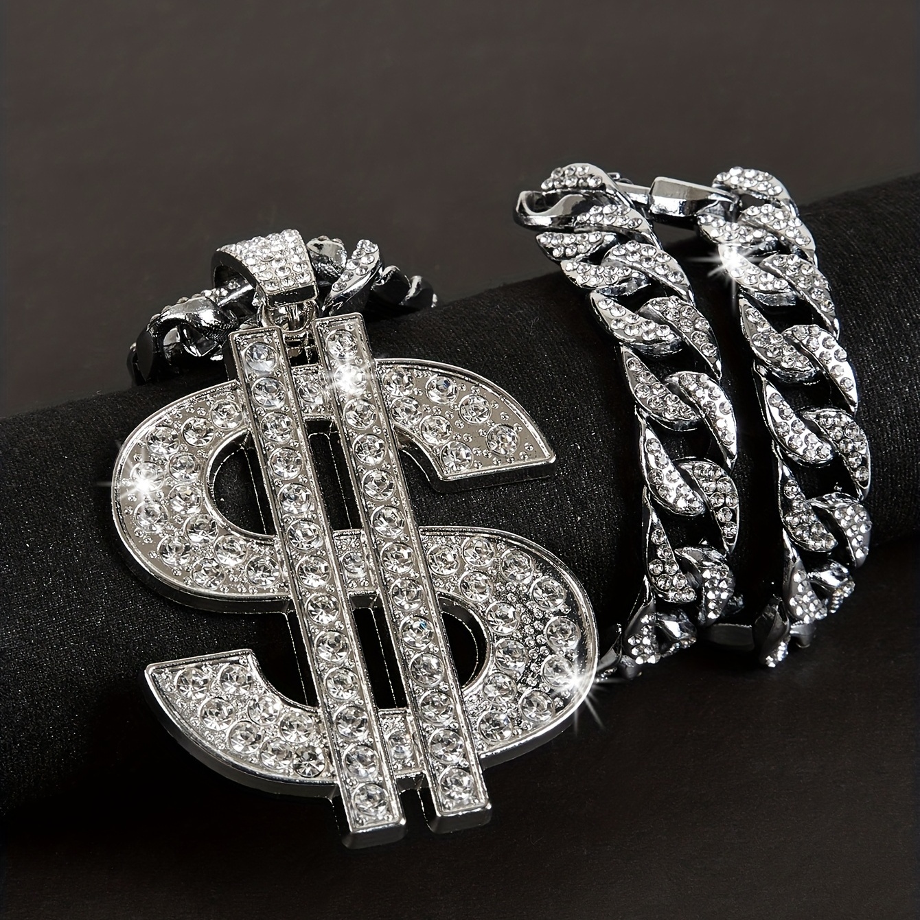 Big Dollar Pendant Cuban Chain Necklace