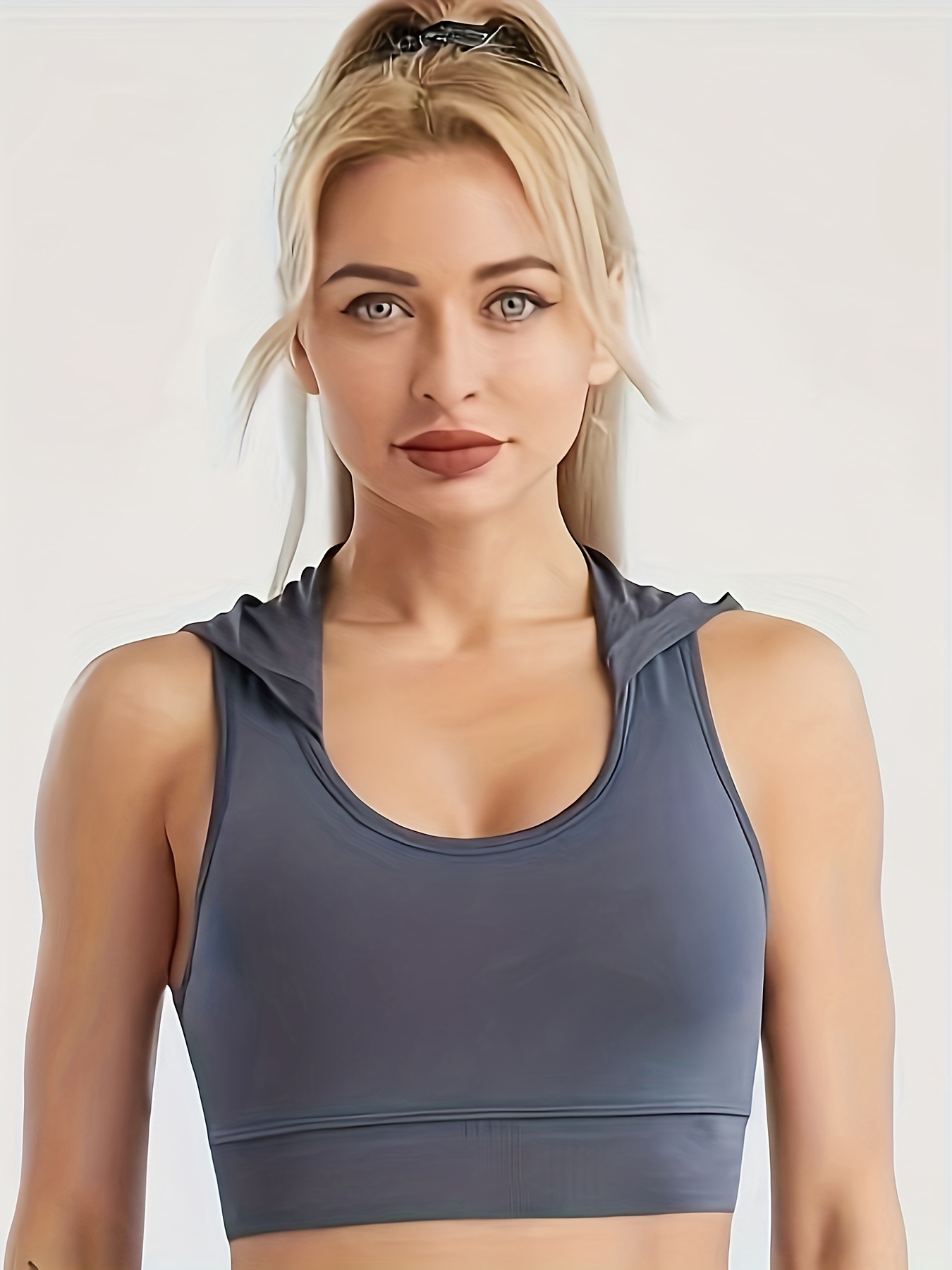 Hooded Wireless Sports Bra Comfy Breathable Running Workout - Temu