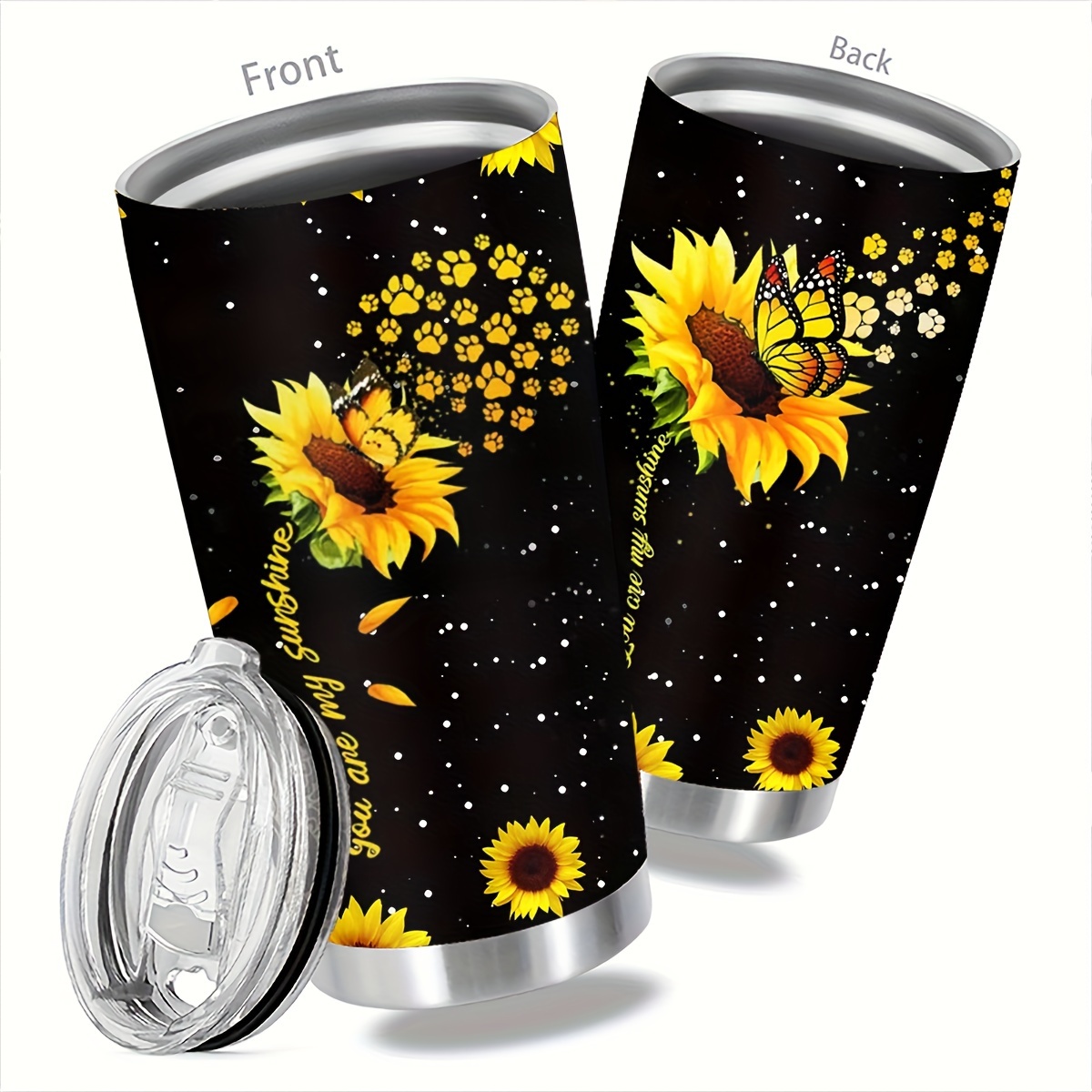 Sunflower Printed Insulated Tumbler Stainless Steel Travel - Temu