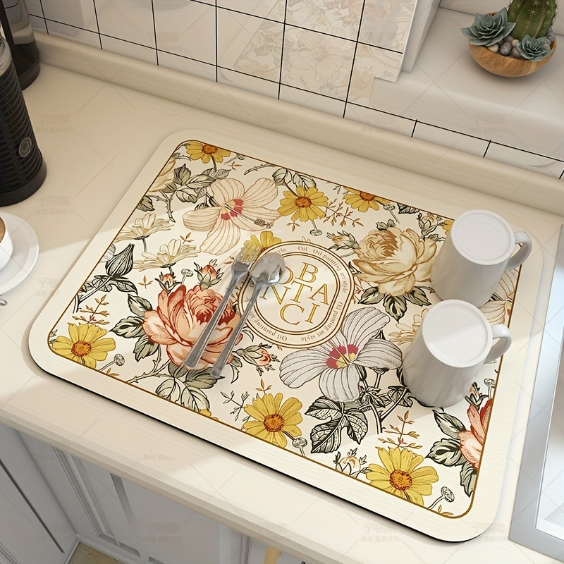 Alfombrilla de cocina absorbente para utensilios, alfombrilla para cafetera,  almohadilla antideslizante para secado de platos, encimera