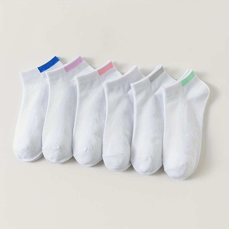 

6 Pairs Thin Mesh Socks, Soft & Lightweight Shallow Mouth Ankle Socks, Women's Stockings & Hosiery