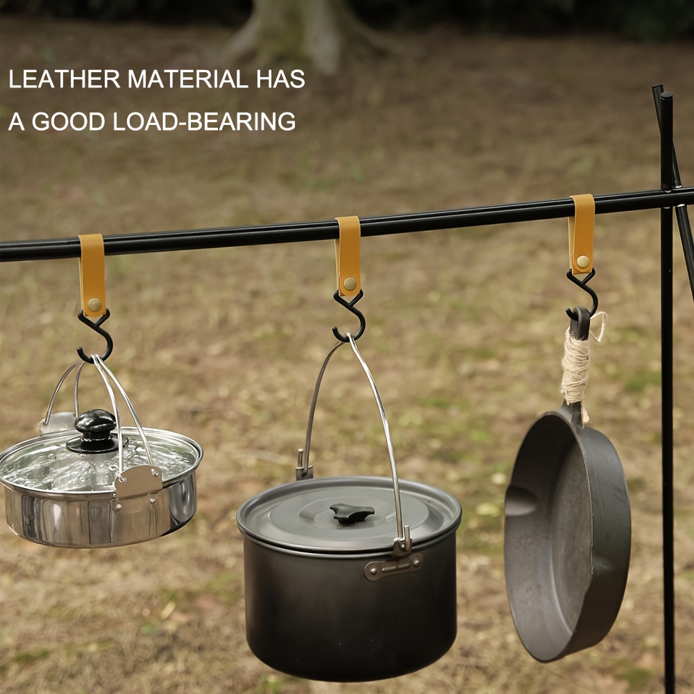 S Shape PU Leather Storage Hook Keychain for Camping