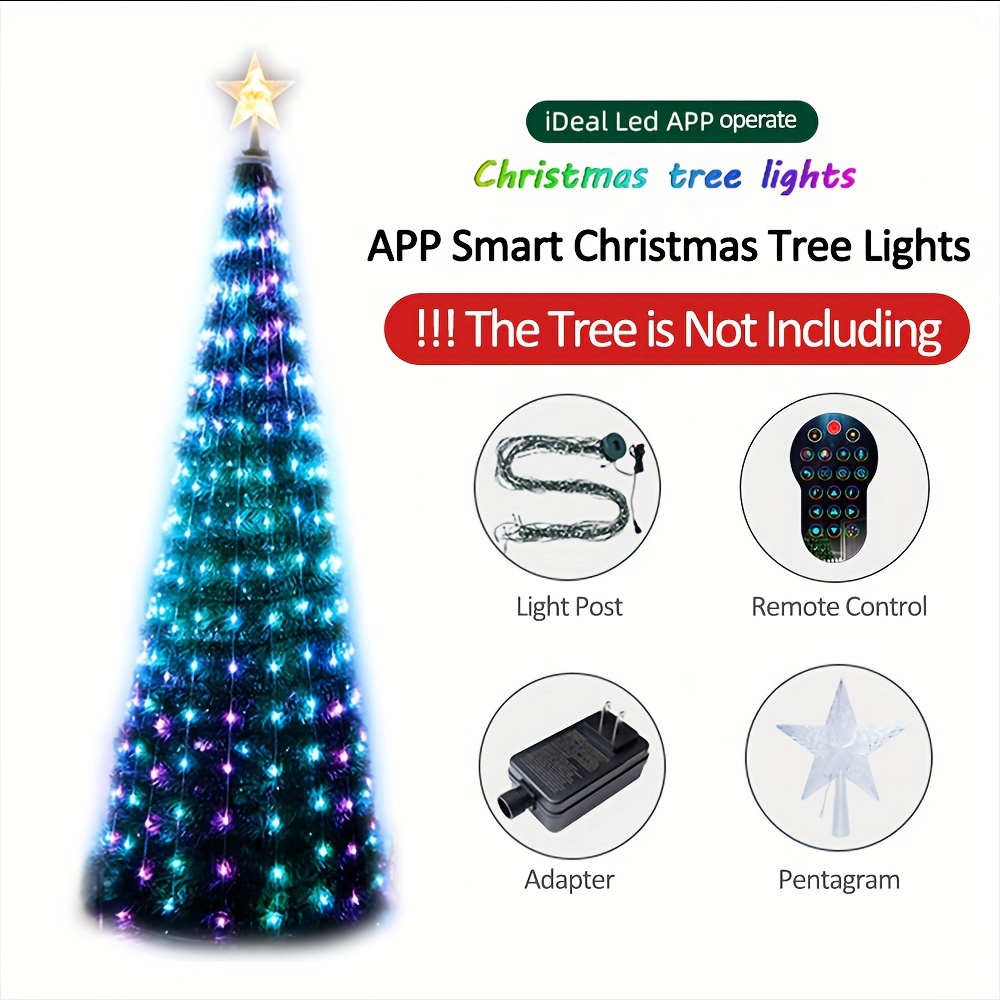 DIY Programmable Smart Christmas Lights with APP & Remote Control, 400 RGB  LED Light, Suitable for high Christmas Tree