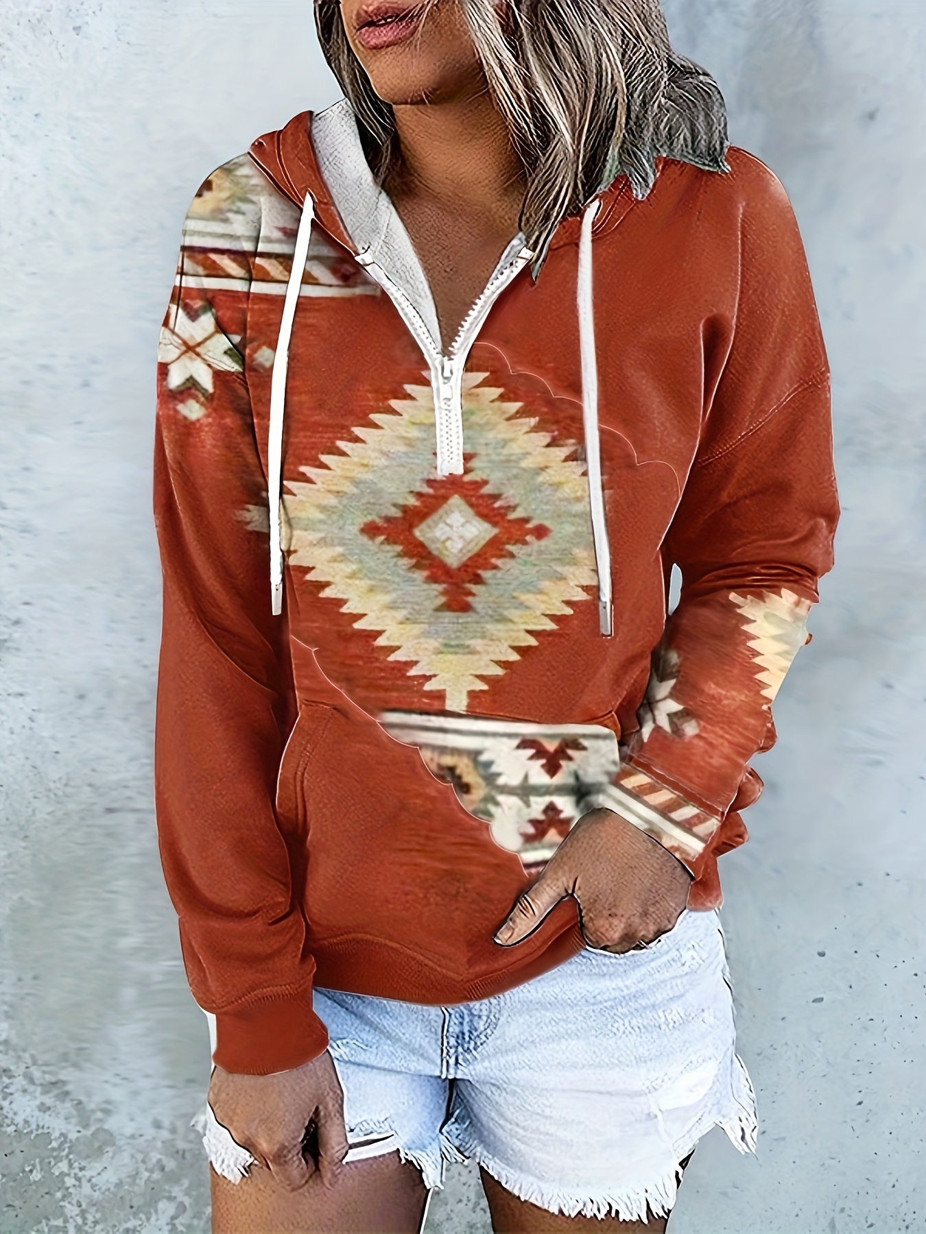 Patterned hoodie clearance women's