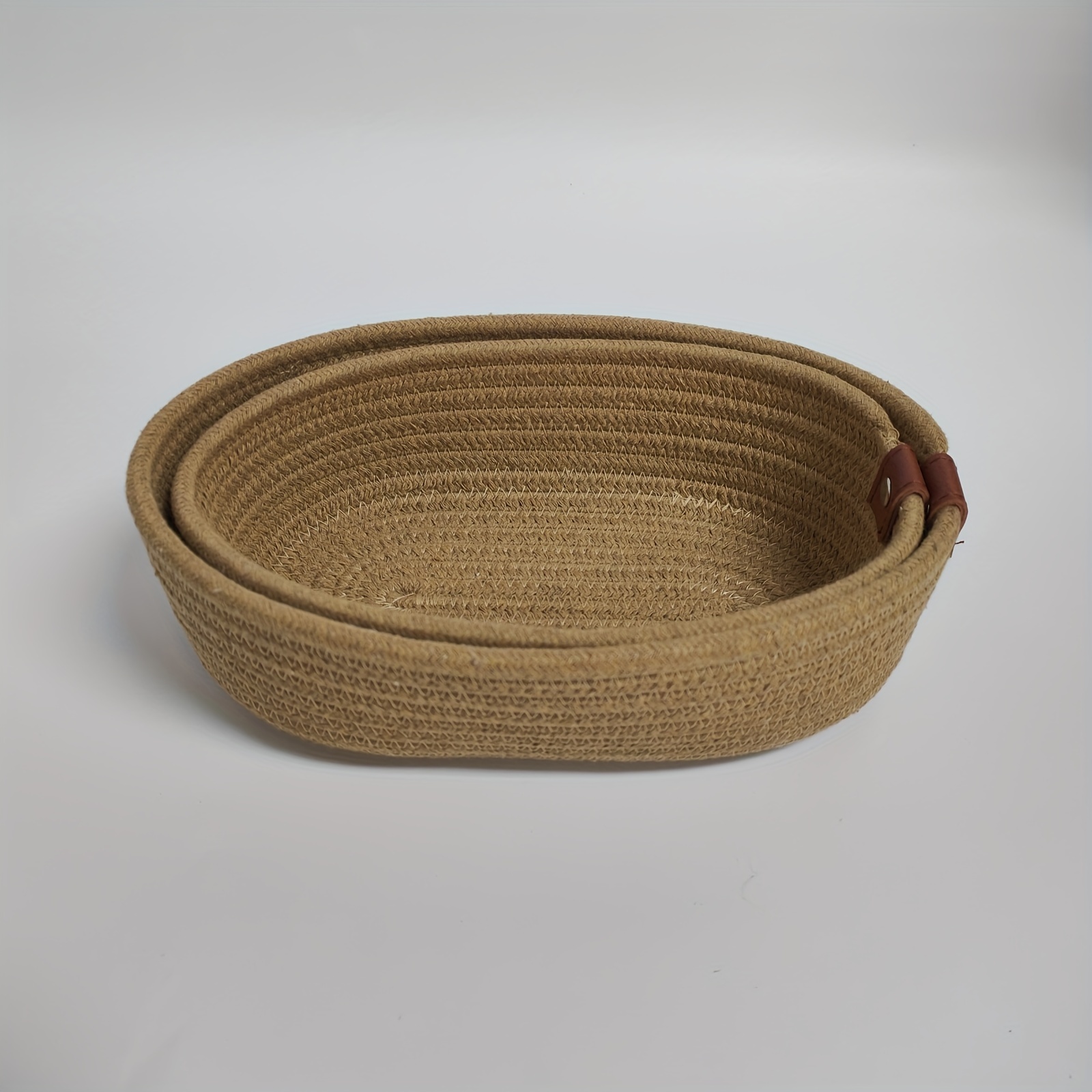 Round Paper Rope Storage Basket Wicker Baskets for Organizing with Handle  Decorative Storage Bins for Countertop Toilet Paper Storage Basket for