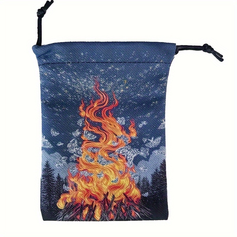 Double Sided Printed Flannel Tarot Oracle Storage Bag Gift Drawstring Bag