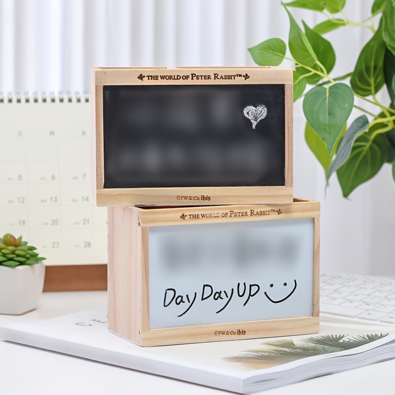 Creative Wood Pencil Holder Desk Pen Holder For Office,Multi Function Pencil  Box With Blackboard