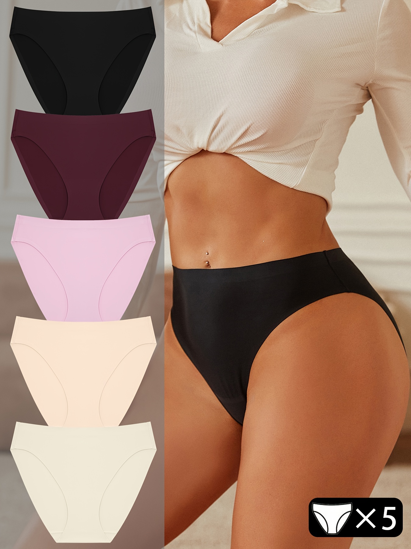 Smart & Sexy High Cut High Waist Briefs Stretchy Solid Everyday